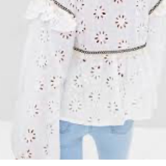 Zara White Eyelet Kimono shrug Top - Boho or Hippie style - small - Picture 2 of 12